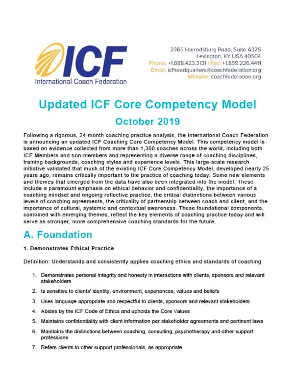 02 ICFCompetencyModel_Oct2019 - ICF Coaching Core Competencies 2019